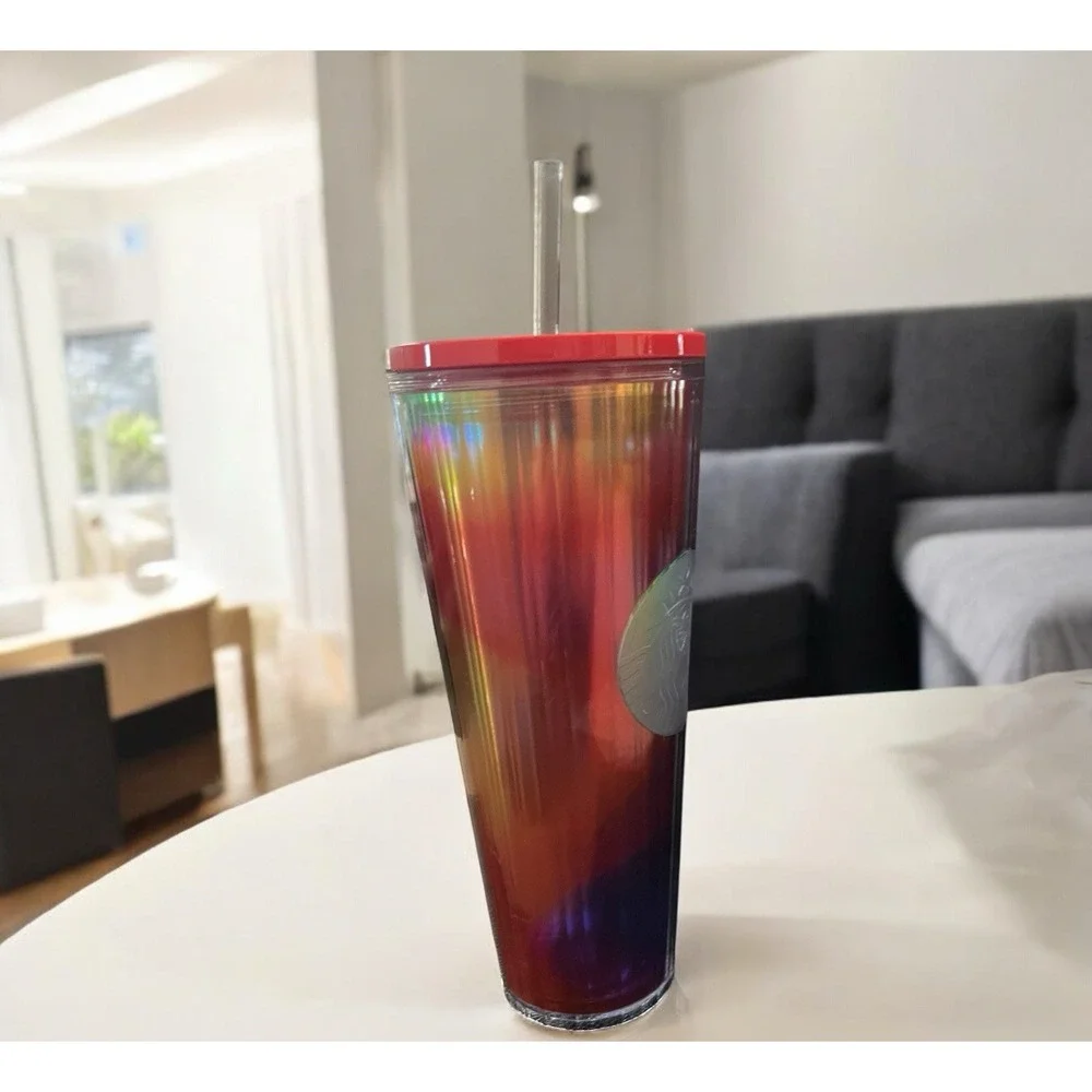 Starbucks 2021 Summer Kaleidoscope Rainbow‎ Iridescent Tumbler 24 oz Lid - Picture 3 of 8